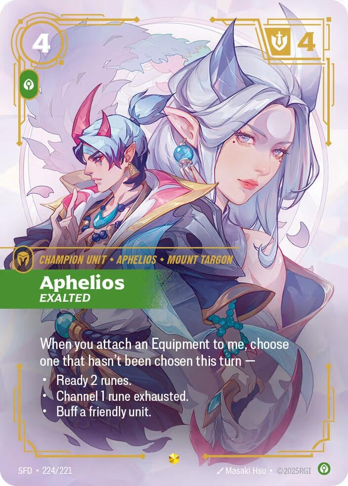 Image for Aphelios - Exalted (Overnumbered) (224/221) [Spiritforged] - Riftbound: League of Legends Trading Card Game