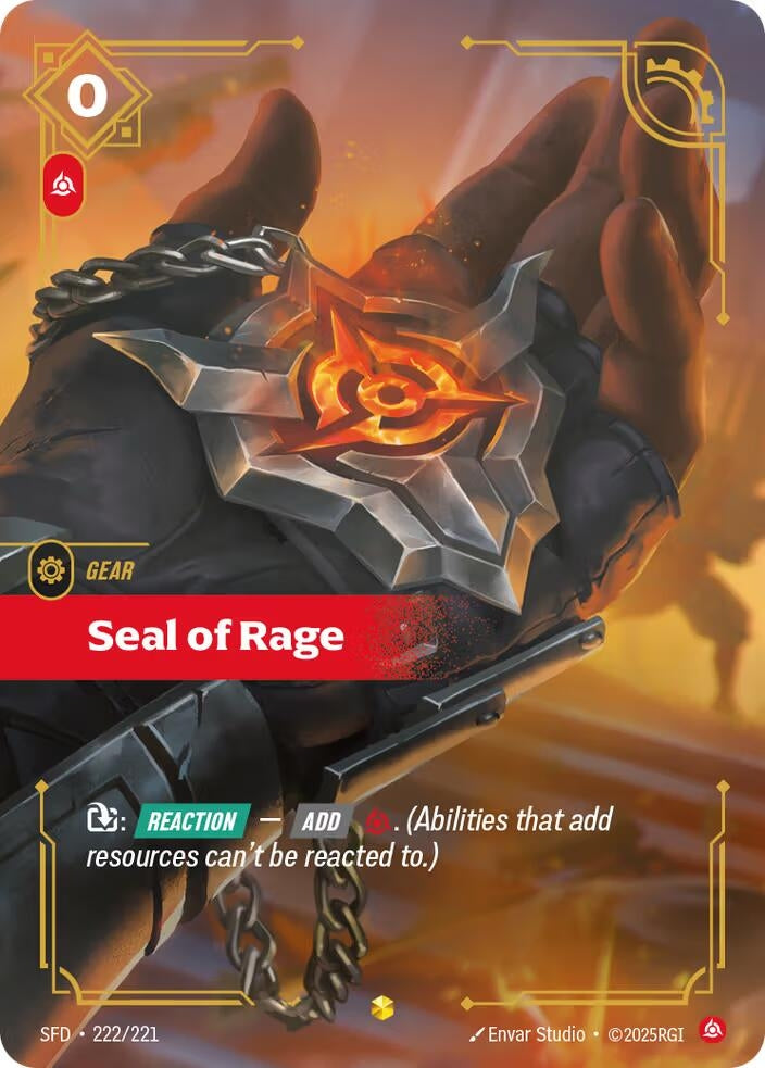 Image for Seal of Rage (Overnumbered) (222/221) [Spiritforged] - Riftbound: League of Legends Trading Card Game