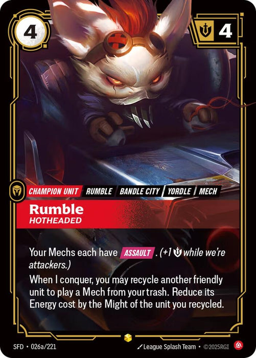 Image for Rumble - Hotheaded (Alternate Art) (026a/221) [Spiritforged] - Riftbound: League of Legends Trading Card Game