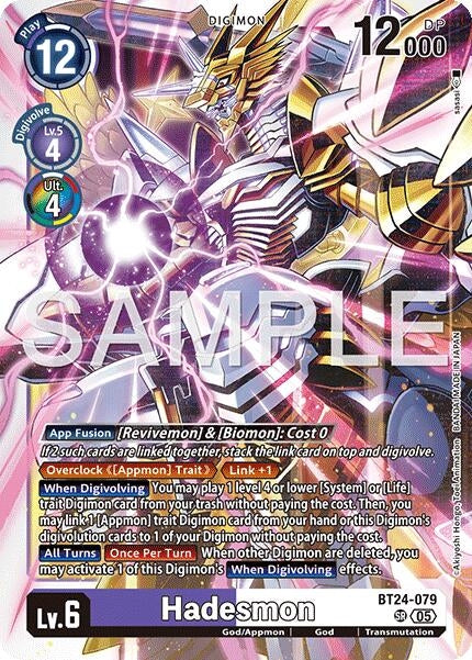 Image for Hadesmon (Alternate Art) (BT24-079 SR) [Time Stranger] - Digimon Card Game