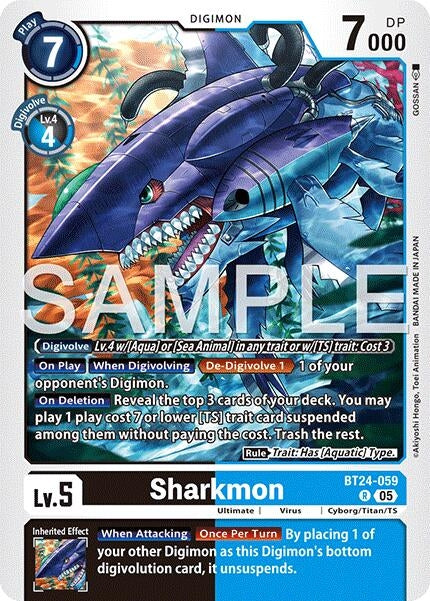 Image for Sharkmon (BT24-059 R) [Time Stranger] - Digimon Card Game