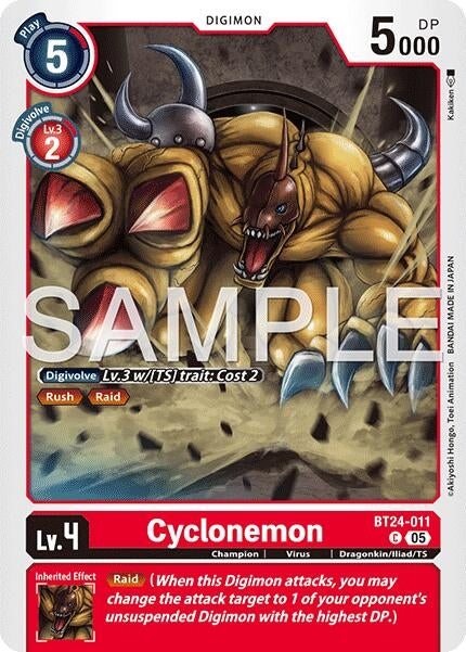 Image for Cyclonemon (BT24-011 C) [Time Stranger] - Digimon Card Game