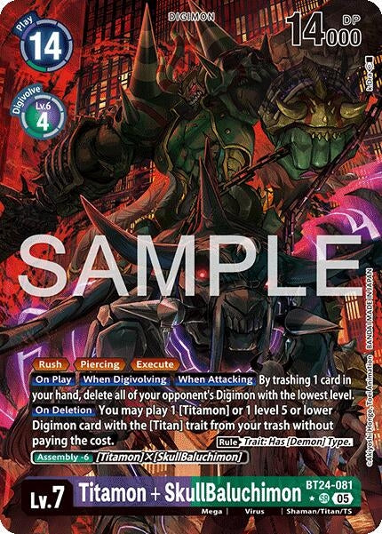Image for Titamon + SkullBaluchimon (Alternate Art) (BT24-081 SR) [Time Stranger] - Digimon Card Game