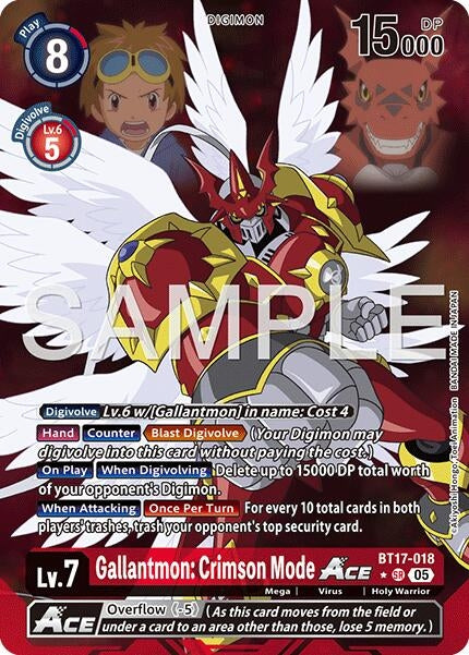 Image for Gallantmon: Crimson Mode ACE (Alternate Art) (BT17-018 SR) [Advanced Booster Digimon Generation] - Digimon Card Game