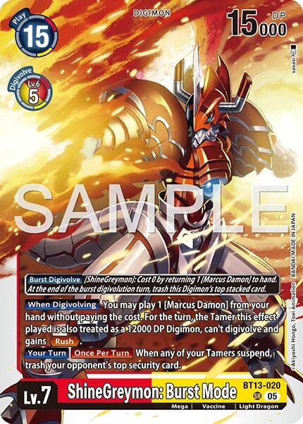 Image for ShineGreymon: Burst Mode (Reprint) (BT13-020 SR) [Advanced Booster Digimon Generation] - Digimon Card Game