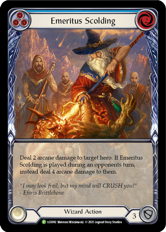 Emeritus Scolding (Blue) (Extended Art) - LGS092 (LGS092) [Flesh and Blood: Promo Cards]