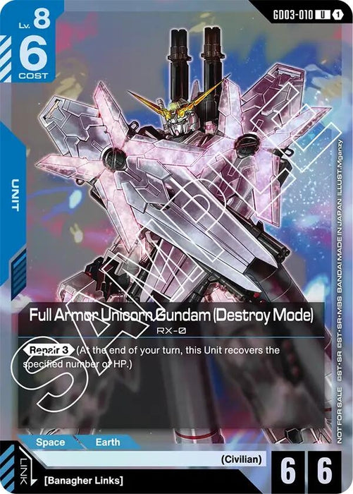 Image for Full Armor Unicorn Gundam (Destroy Mode) (Store Tournament Participant Pack 03) (GD03-010) - Gundam Card Game