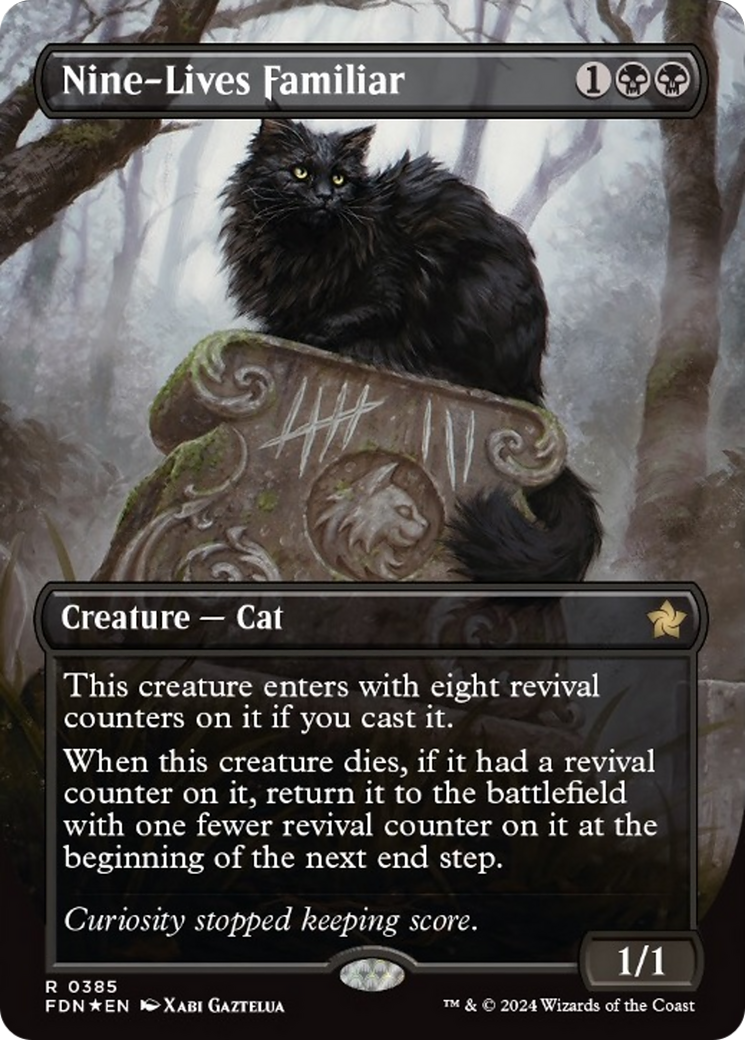 Nine-Lives Familiar (Borderless) (Mana Foil) (385) [Foundations]