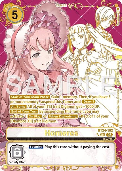 Image for Homeros (Rare Pull) (BT24-102 SEC) [Time Stranger] - Digimon Card Game