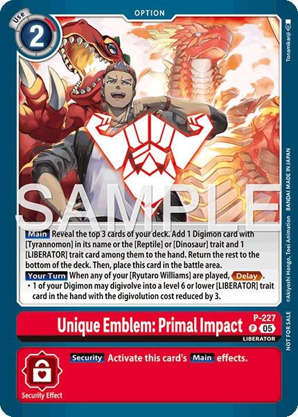 Image for Unique Emblem: Primal Impact (Dawn of Liberator Box Topper) (P - 227 P) [Digimon Promotion Cards] - Digimon Card Game