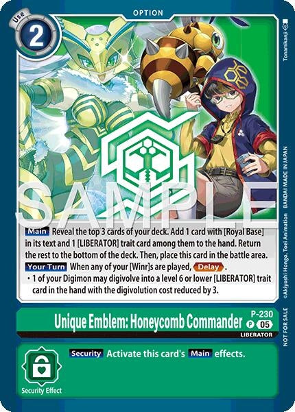 Image for Unique Emblem: Honeycomb Commander (Dawn of Liberator Box Topper) (P - 230 P) [Digimon Promotion Cards] - Digimon Card Game