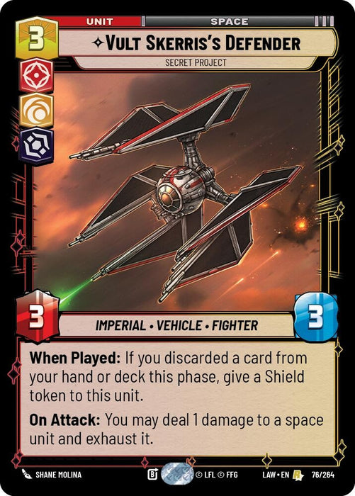 Image for Vult Skerris's Defender - Secret Project (76/264) [A Lawless Time] - Star Wars: Unlimited