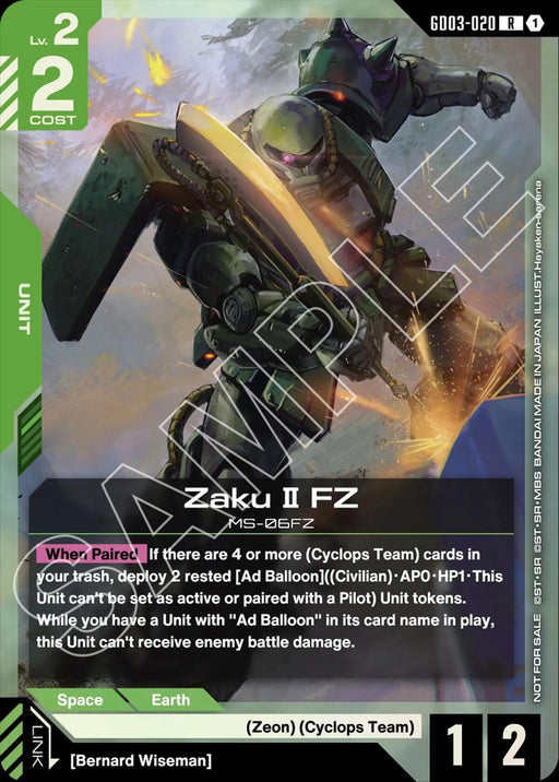 Image for Zaku II FZ (GD03 Release Event) (GD03-020) [Gundam Promotional Cards] - Gundam Card Game