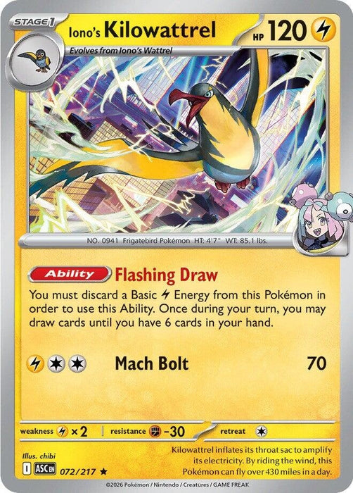 Image for Iono's Kilowattrel (072/217) [ME: Ascended Heroes] - Pokemon