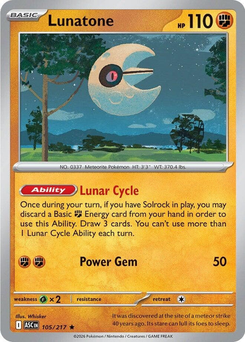 Image for Lunatone (105/217) [ME: Ascended Heroes] - Pokemon