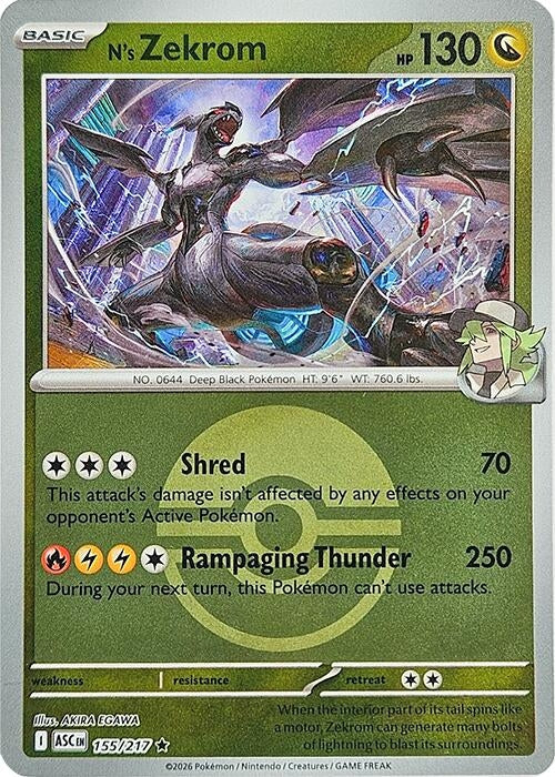 Image for N's Zekrom (Poke Ball) (155/217) [ME: Ascended Heroes] - Pokemon