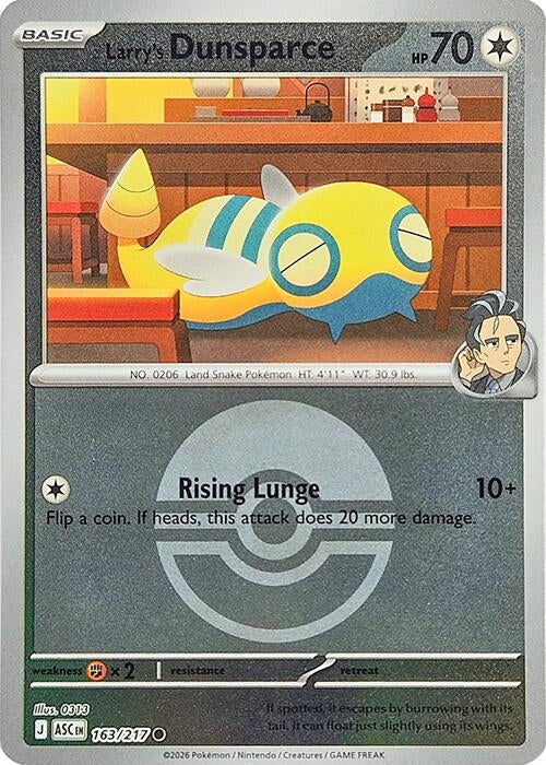Image for Larry's Dunsparce (Poke Ball) (163/217) [ME: Ascended Heroes] - Pokemon