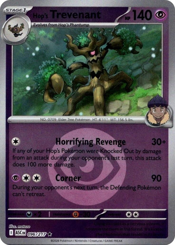Image for Hop's Trevenant - 096/217 (Energy Symbol Pattern) (096/217) [ME: Ascended Heroes] - Pokemon