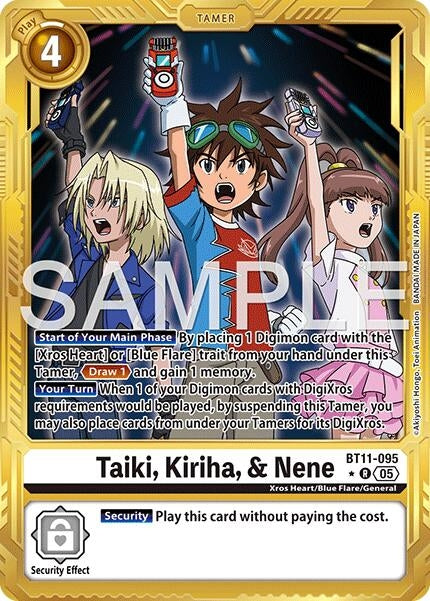 Image for Taiki, Kiriha, & Nene (Gold Border) (BT11-095 R) [Advanced Booster Digimon Generation] - Digimon Card Game