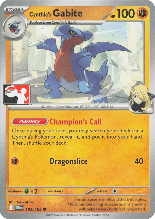 Image for Cynthia's Gabite (103/182) [Prize Pack Series Cards] - Pokemon