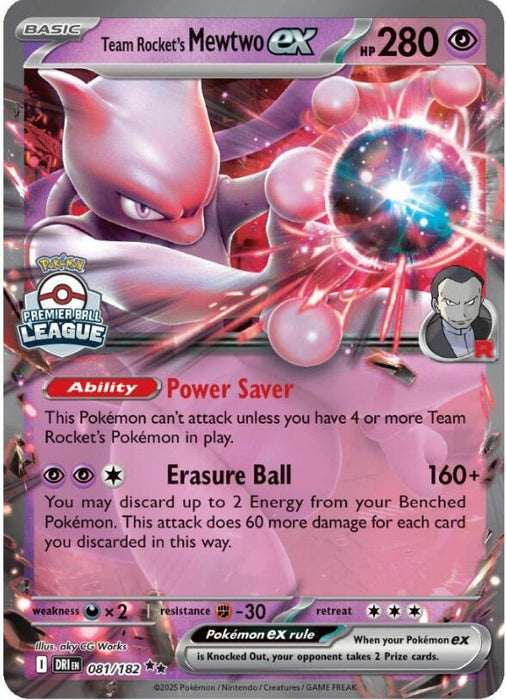 Image for Team Rocket's Mewtwo ex (081/182) [League & Championship Cards] - Pokemon