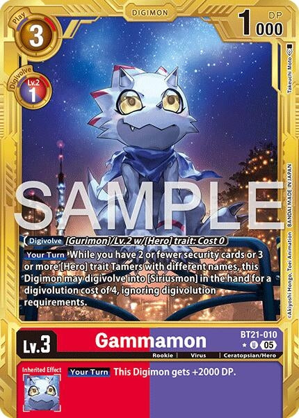 Image for Gammamon - BT21-010 (Gold Border) (BT21-010 U) [Advanced Booster Digimon Generation] - Digimon Card Game