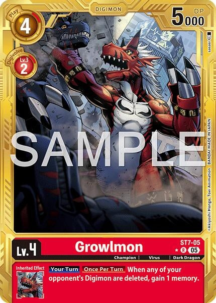 Image for Growlmon - ST7-05 (Gold Border) (ST7-05 R) [Advanced Booster Digimon Generation] - Digimon Card Game