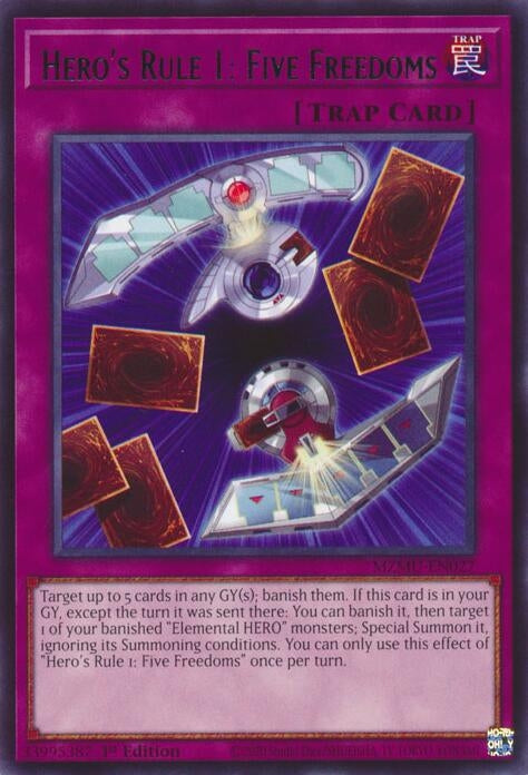 Image for Hero's Rule 1: Five Freedoms (MZMU-EN027) [Maze of Muertos] - YuGiOh