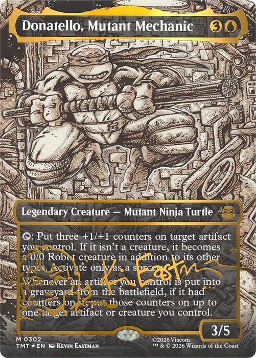 Image for Donatello, Mutant Mechanic (Borderless) (Gold-Stamped Signature) (302) [Teenage Mutant Ninja Turtles] - Magic: The Gathering
