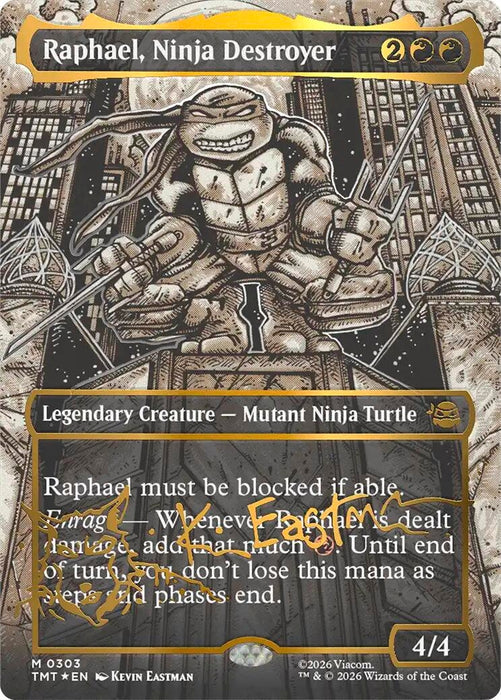 Image for Raphael, Ninja Destroyer (Borderless) (Gold-Stamped Signature) (303) [Teenage Mutant Ninja Turtles] - Magic: The Gathering
