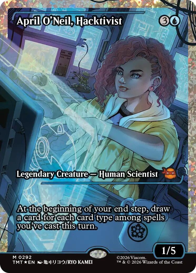 Image for April O'Neil, Hacktivist (0292) (Showcase) (Fracture Foil) (292) [Teenage Mutant Ninja Turtles] - Magic: The Gathering