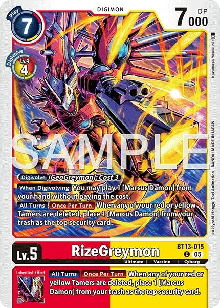 Image for RizeGreymon - BT13-015 (Reprint) (BT13-015 C) [Advanced Booster Digimon Generation] - Digimon Card Game