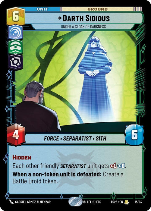 Image for Darth Sidious - Under a Cloak of Darkness (13/84) [Twin Suns] - Star Wars: Unlimited