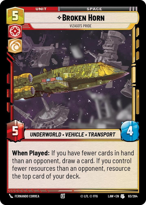Image for Broken Horn - Vizago's Pride (83/264) [A Lawless Time] - Star Wars: Unlimited