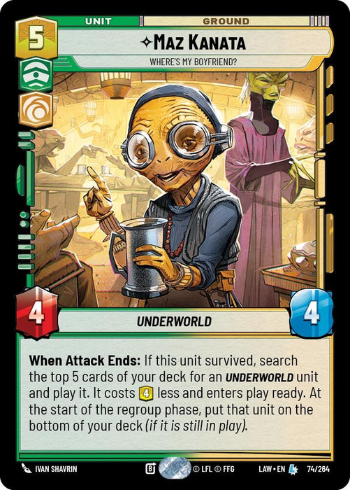 Image for Maz Kanata - Where's My Boyfriend? (74/264) [A Lawless Time] - Star Wars: Unlimited