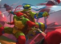 Raph & Leo, Sibling Rivals Art Card (Gold-Stamped Signature) (16) [Teenage Mutant Ninja Turtles]