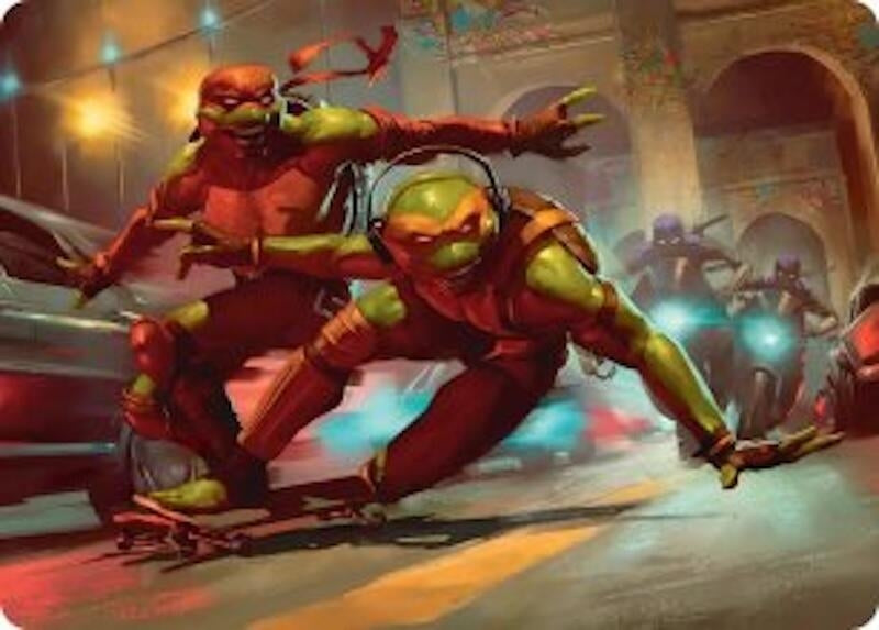 Raph & Mikey, Troublemakers Art Card (Gold-Stamped Signature) (17) [Teenage Mutant Ninja Turtles]