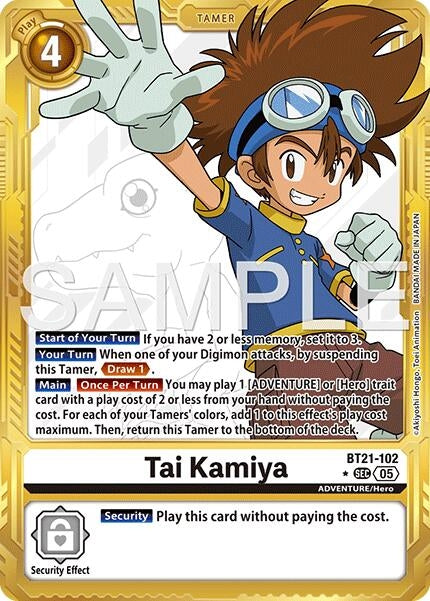Image for Tai Kamiya - BT21-102 (Gold Border) (BT21-102 SEC) [Advanced Booster Digimon Generation] - Digimon Card Game
