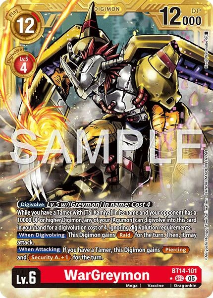 Image for WarGreymon - BT14-101 (Gold Border) (BT14-101 SEC) [Advanced Booster Digimon Generation] - Digimon Card Game