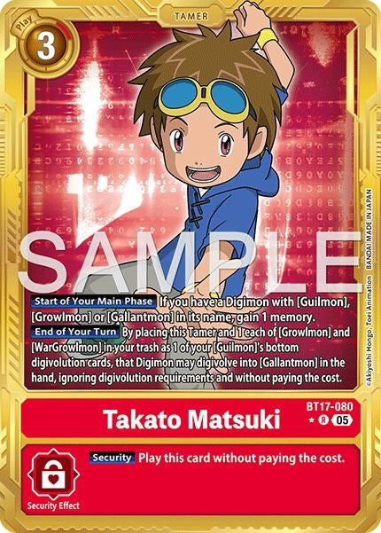Image for Takato Matsuki - BT17-080 (Gold Border) (BT17-080 R) [Advanced Booster Digimon Generation] - Digimon Card Game