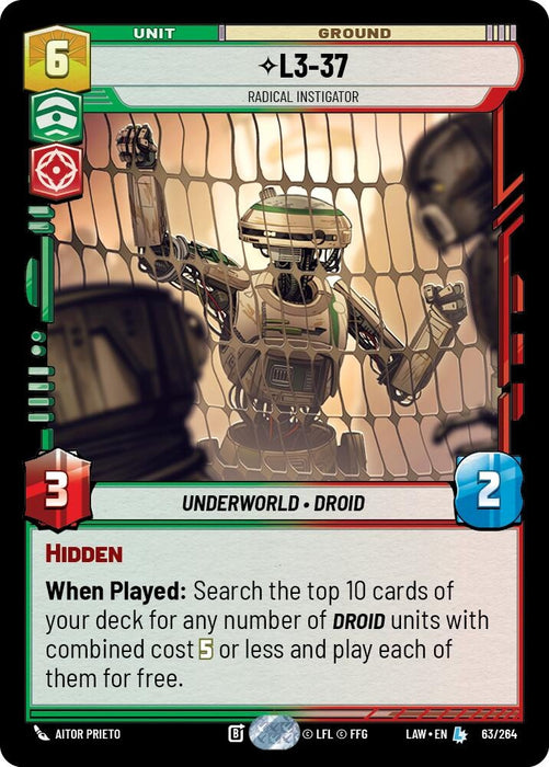 Image for L3-37 - Radical Instigator (63/264) [A Lawless Time] - Star Wars: Unlimited