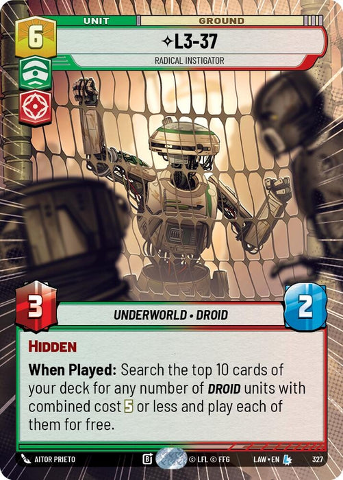 Image for L3-37 - Radical Instigator (Hyperspace) [A Lawless Time] - Star Wars: Unlimited