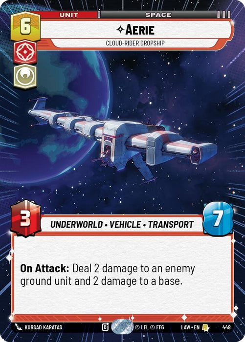 Image for Aerie - Cloud-Rider Dropship (Hyperspace) [A Lawless Time] - Star Wars: Unlimited
