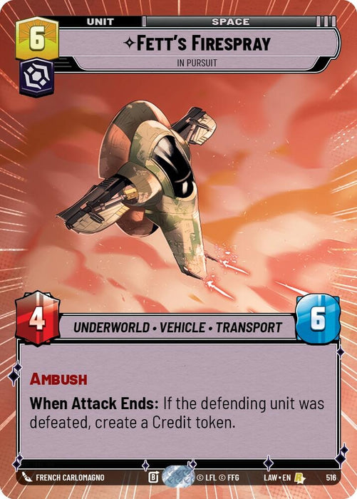 Image for Fett's Firespray - In Pursuit (Hyperspace) [A Lawless Time] - Star Wars: Unlimited