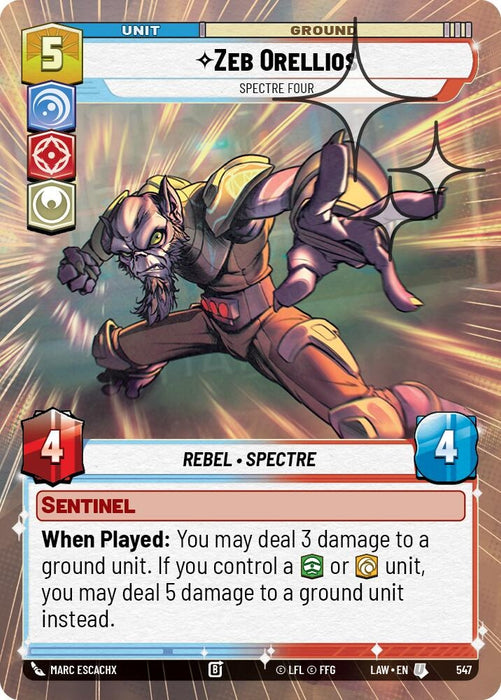 Image for Zeb Orellios - Spectre Four (Hyperspace Foil) (309) [A Lawless Time] - Star Wars: Unlimited