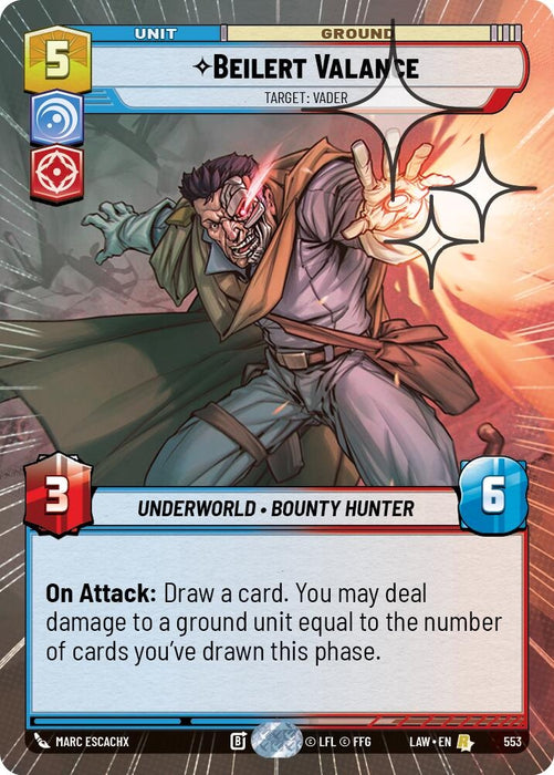 Image for Beilert Valance - Target: Vader (Hyperspace Foil) (315) [A Lawless Time] - Star Wars: Unlimited