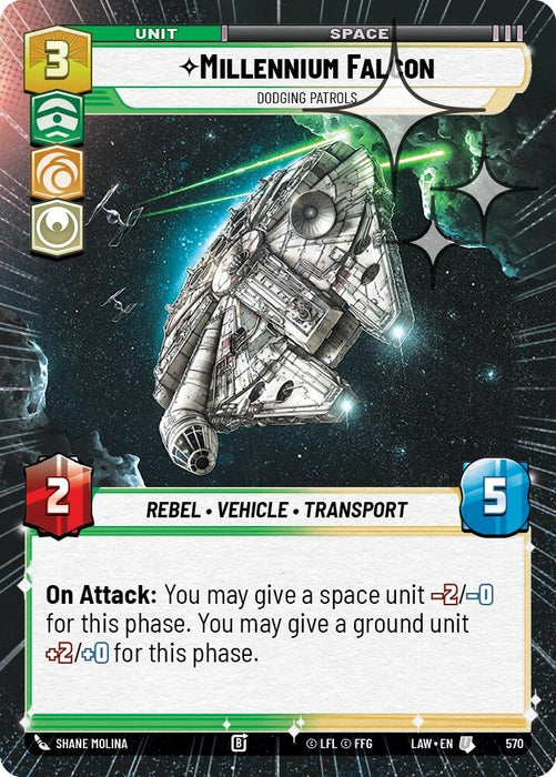 Image for Millennium Falcon - Dodgin Patrols (Hyperspace Foil) (332) [A Lawless Time] - Star Wars: Unlimited