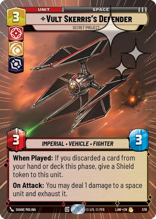 Image for Vult Skerris's Defender - Secret Project (Hyperspace Foil) (340) [A Lawless Time] - Star Wars: Unlimited