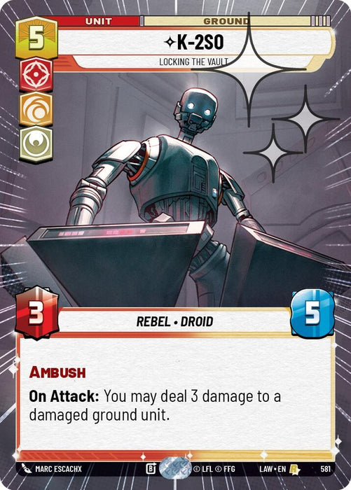 Image for K-2S0 - Locking the Vault (Hyperspace Foil) (343) [A Lawless Time] - Star Wars: Unlimited