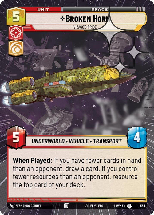 Image for Broken Horn - Vizago's Pride (Hyperspace Foil) (347) [A Lawless Time] - Star Wars: Unlimited